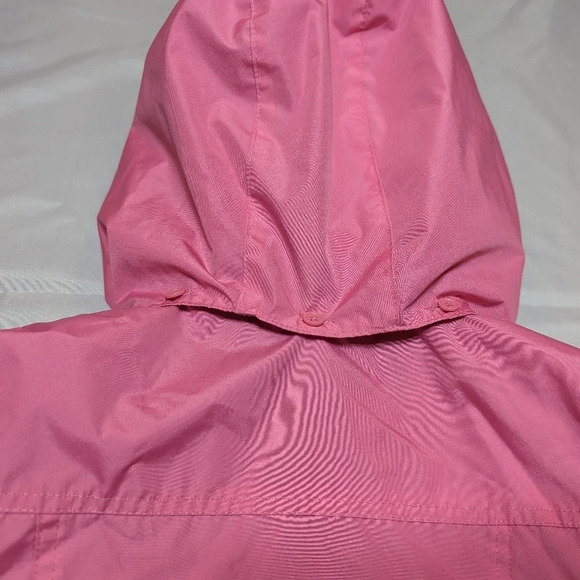London Fog Girl 14-16 Pink Coral Trench Coat Button Front Removable Hood Frill - Picture 5 of 13